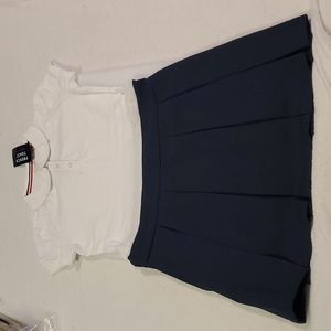 Navy & white Collar dress. French Toast. Size M (7/8)